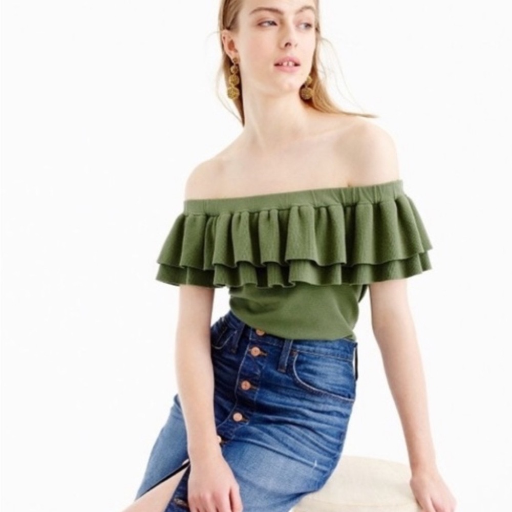 JCrew Off-the-Shoulder Ruffled Sweater Top - Women’s S